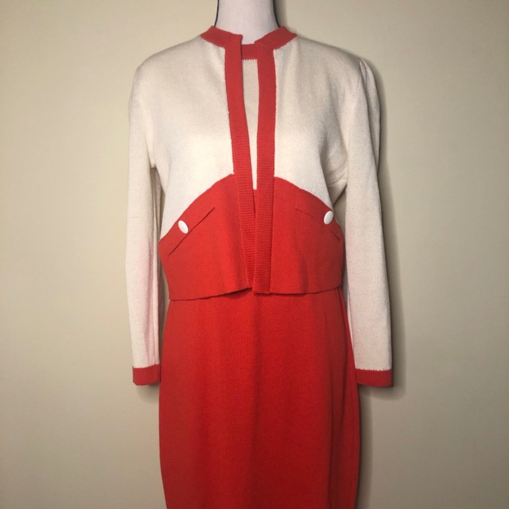 Vintage St. John Knit Dress And Jacket Set